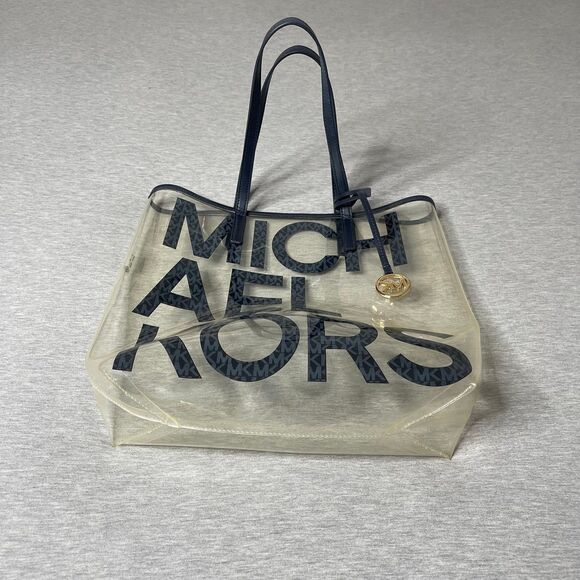 Michael Kors The Michael Large Graphic Signature Logo Clear Tote Bag - Picture 8 of 10